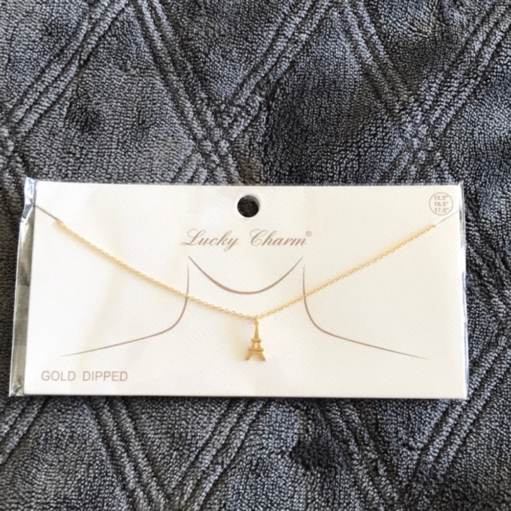 Lucky Charm Gold Dipped Eiffel Tower Necklace